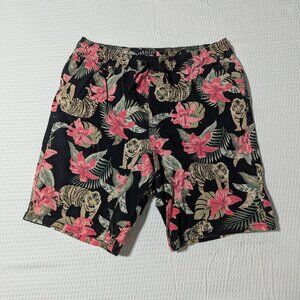 Men's Floral Tiger Shorts (Medium 32-34) George - Drawstring & Pockets